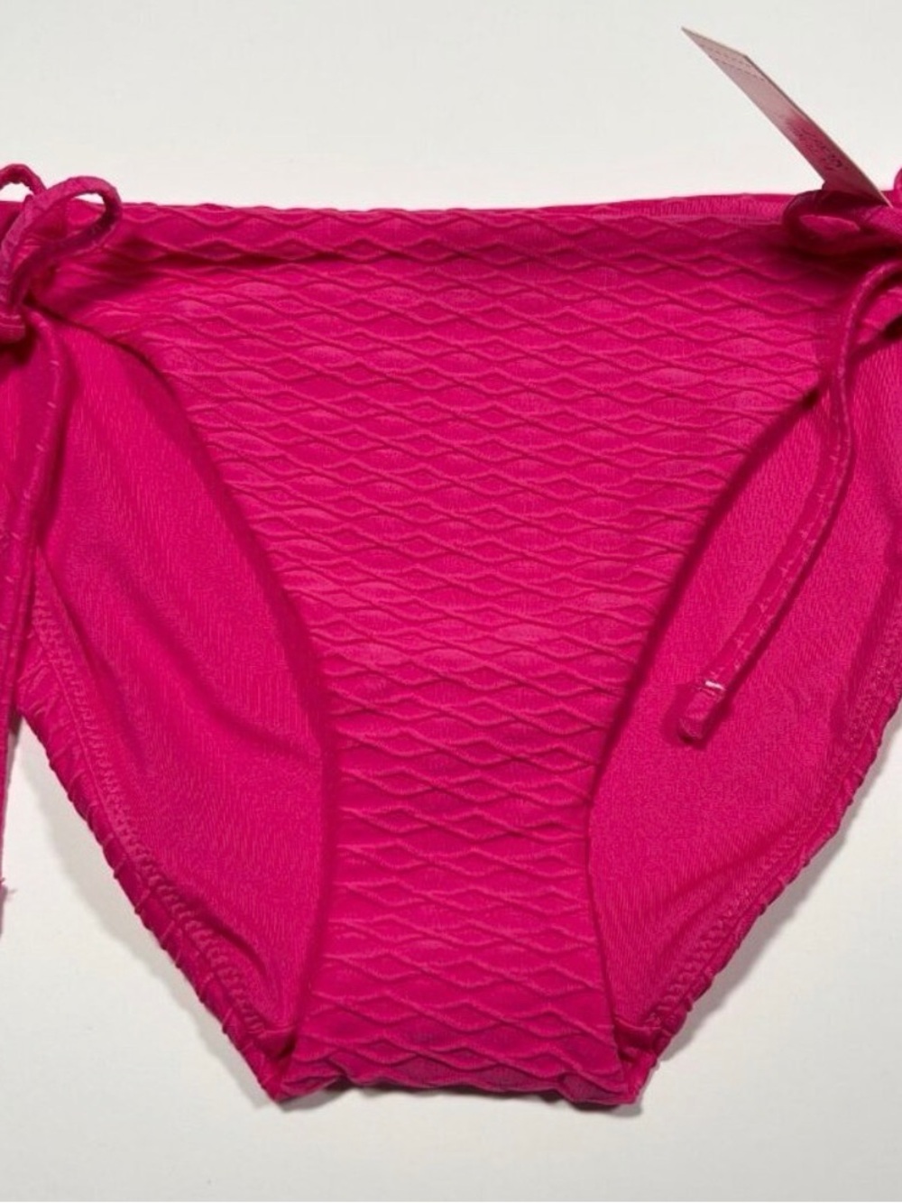 Victoria Secret Medium M Bikini Bottom Classic DOUBLE Side Tie Textured Pink